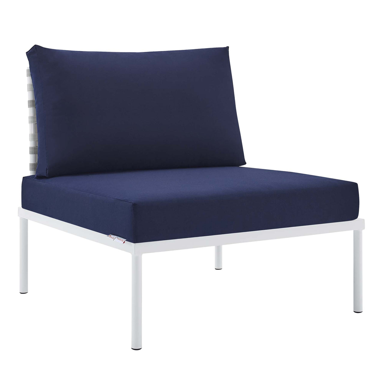 Harmonize Sunbrella® Basket Weave Alfresco Armless Chair | Outdoor Modular Sectional Component, Taupe & Navy