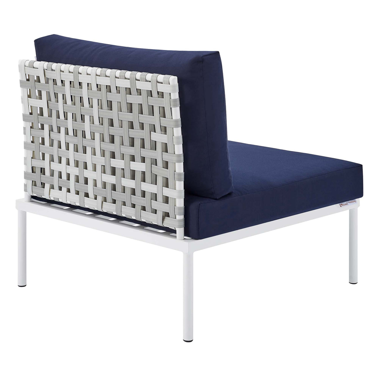 Harmonize Sunbrella® Basket Weave Alfresco Armless Chair | Outdoor Modular Sectional Component, Taupe & Navy