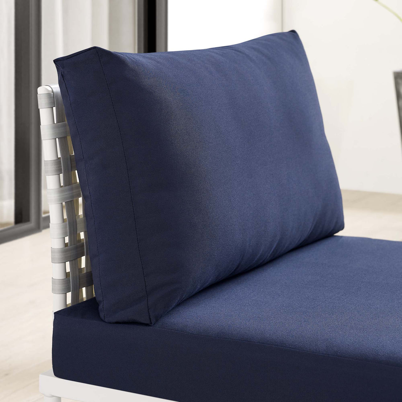 Harmonize Sunbrella® Basket Weave Alfresco Armless Chair | Outdoor Modular Sectional Component, Taupe & Navy