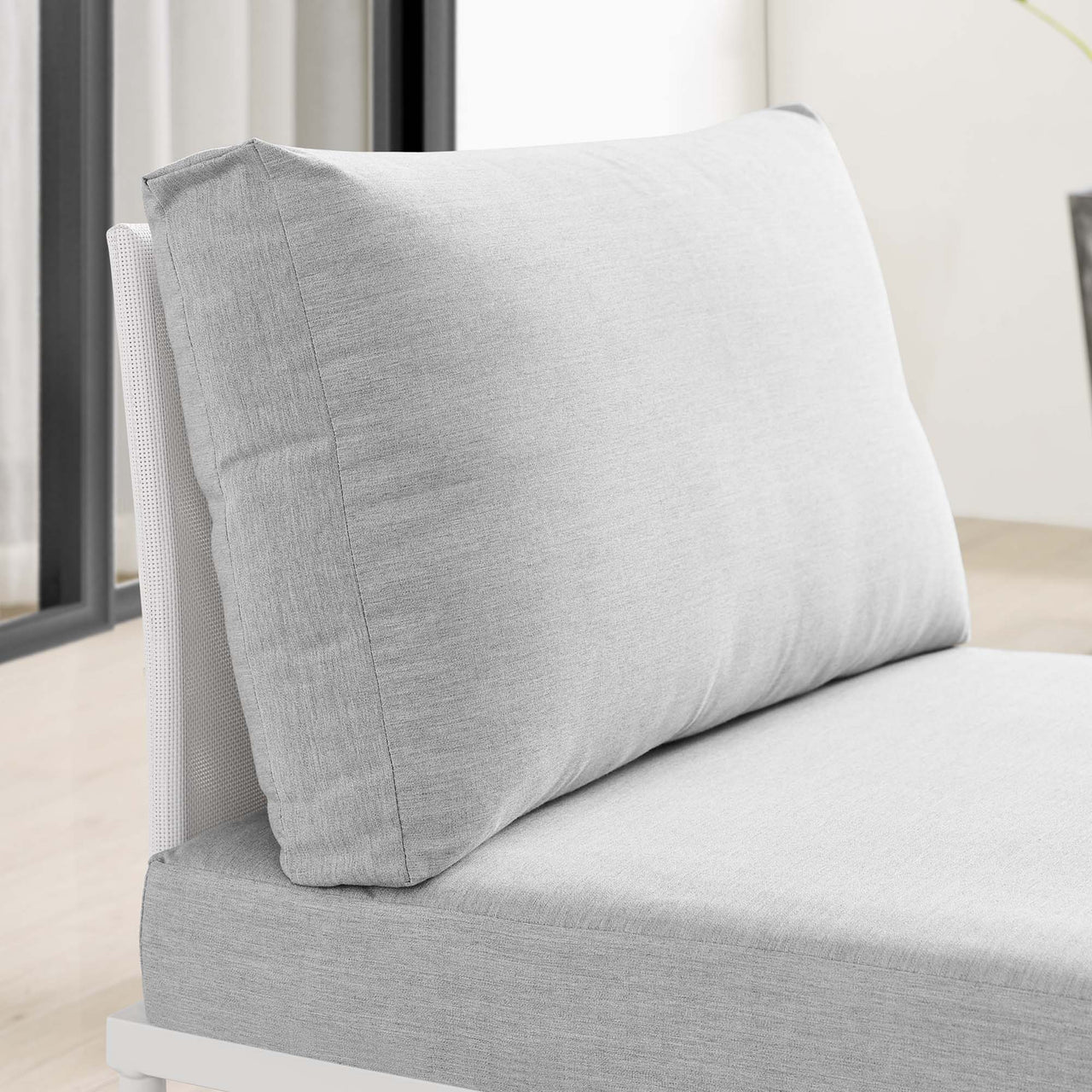 Harmonize Sunbrella® Alfresco Armless Chair | Outdoor Modular Sectional Component, White & Gray