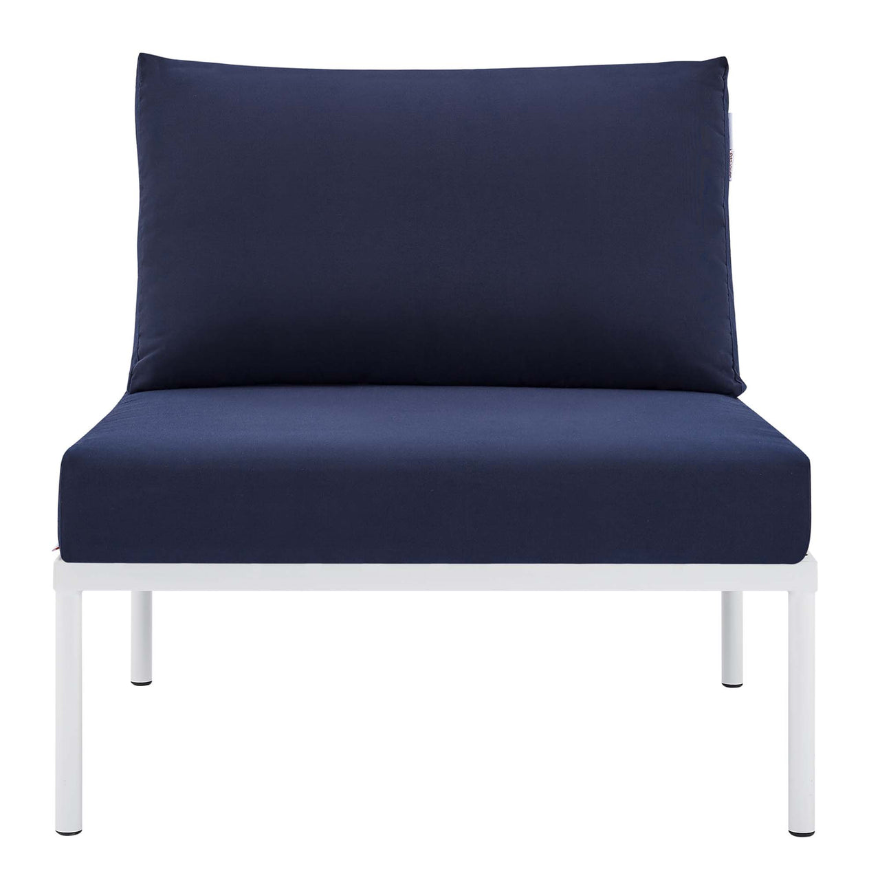 Harmonize Sunbrella® Alfresco Armless Chair | Outdoor Modular Sectional Component, White & Navy