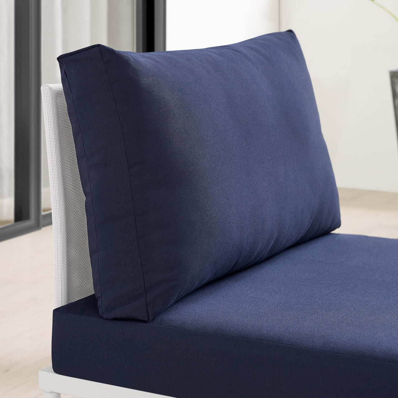 Harmonize Sunbrella® Alfresco Armless Chair | Outdoor Modular Sectional Component, White & Navy