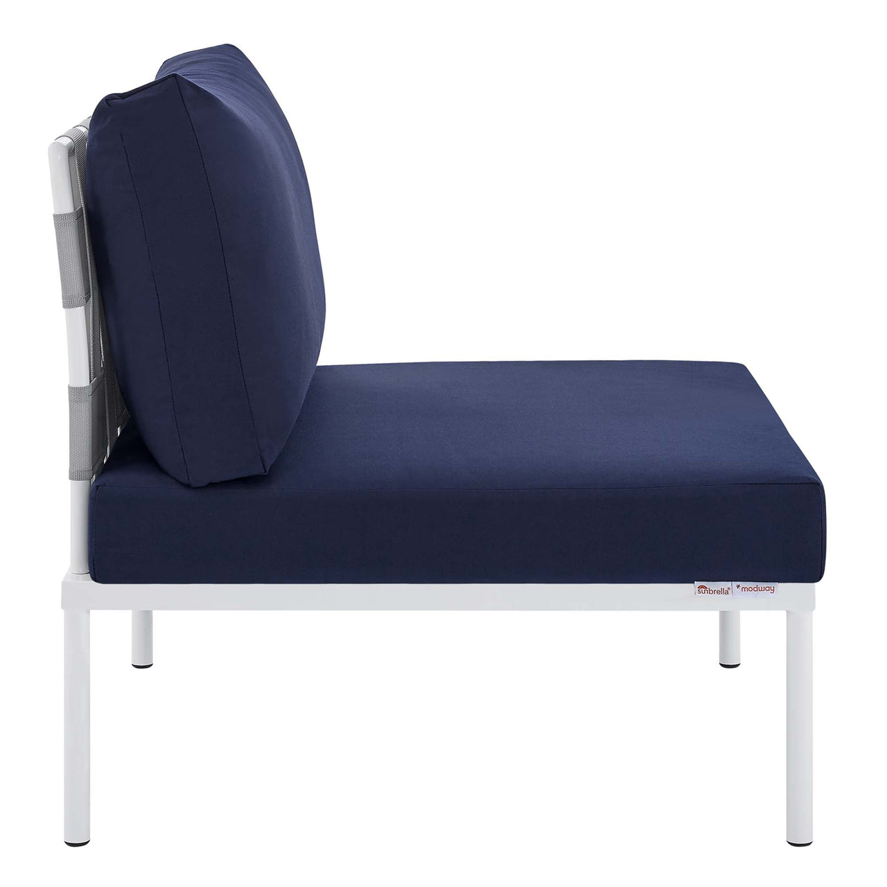 Harmonize Sunbrella® Alfresco Armless Chair | Outdoor Modular Sectional Component, Gray & Navy