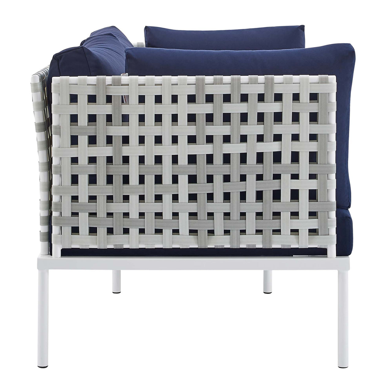 Harmonize Sunbrella® Basket Weave Alfresco Loveseat, Taupe & Navy
