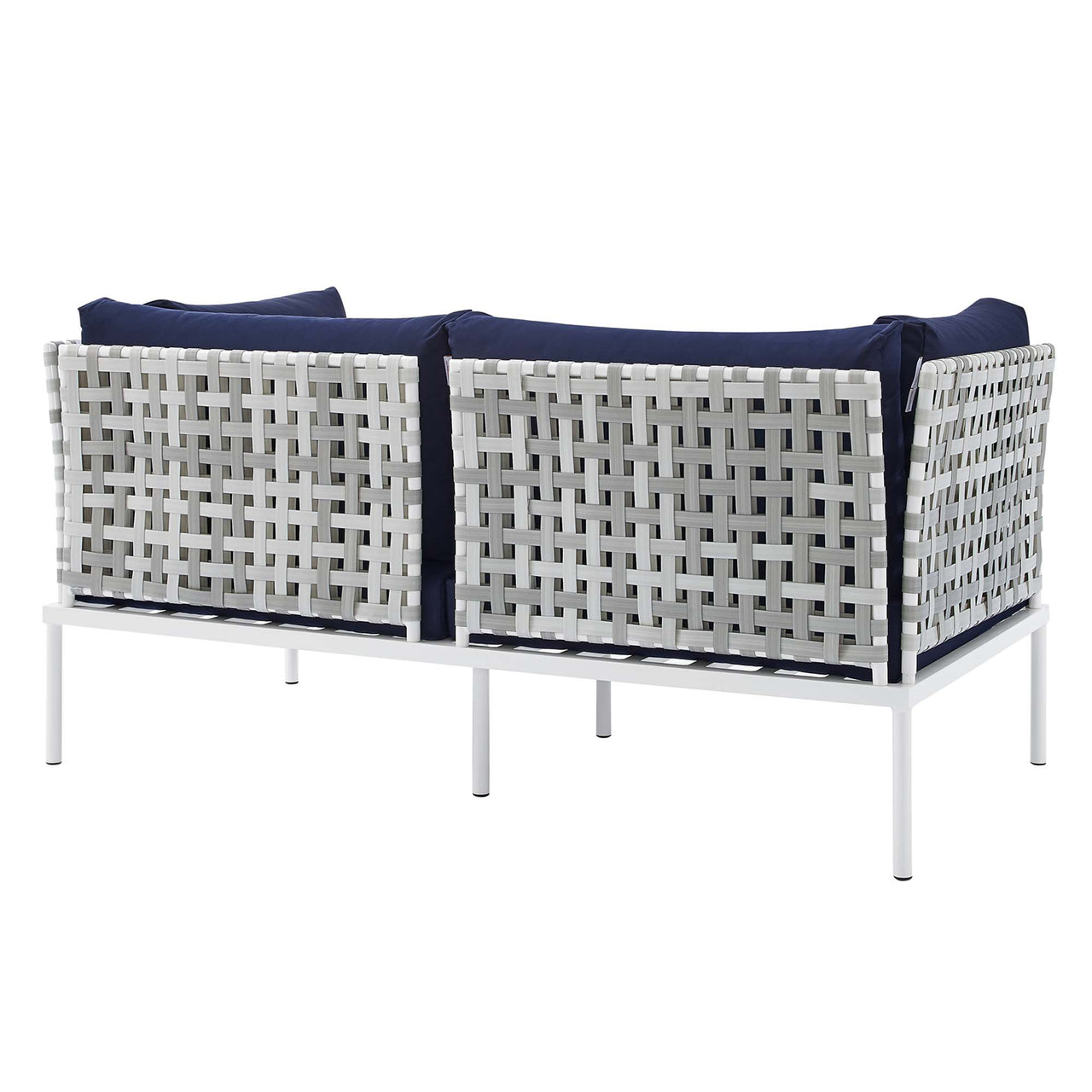 Harmonize Sunbrella® Basket Weave Alfresco Loveseat, Taupe & Navy