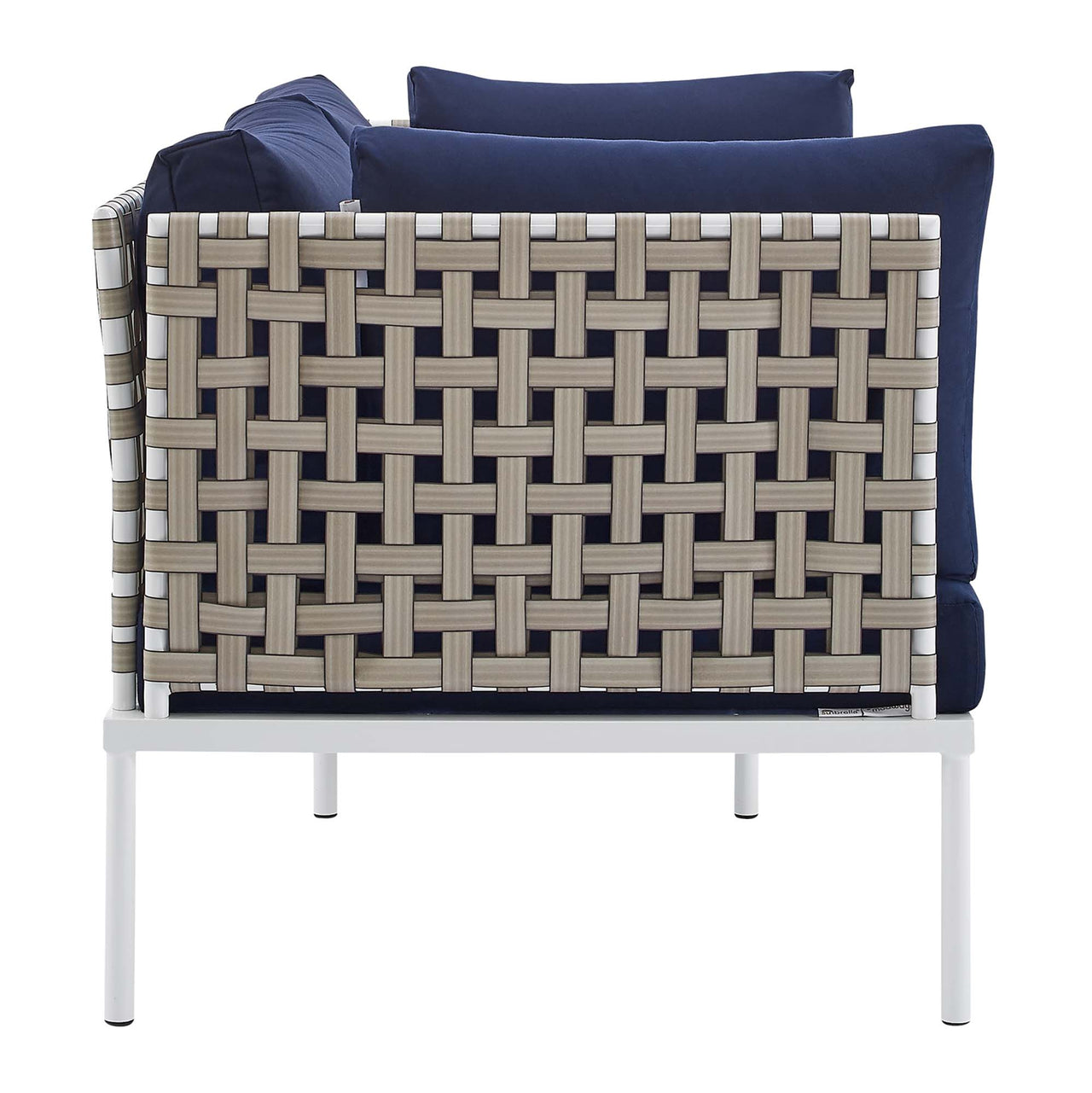 Harmonize Sunbrella® Basket Weave Alfresco Loveseat, Tan & Navy