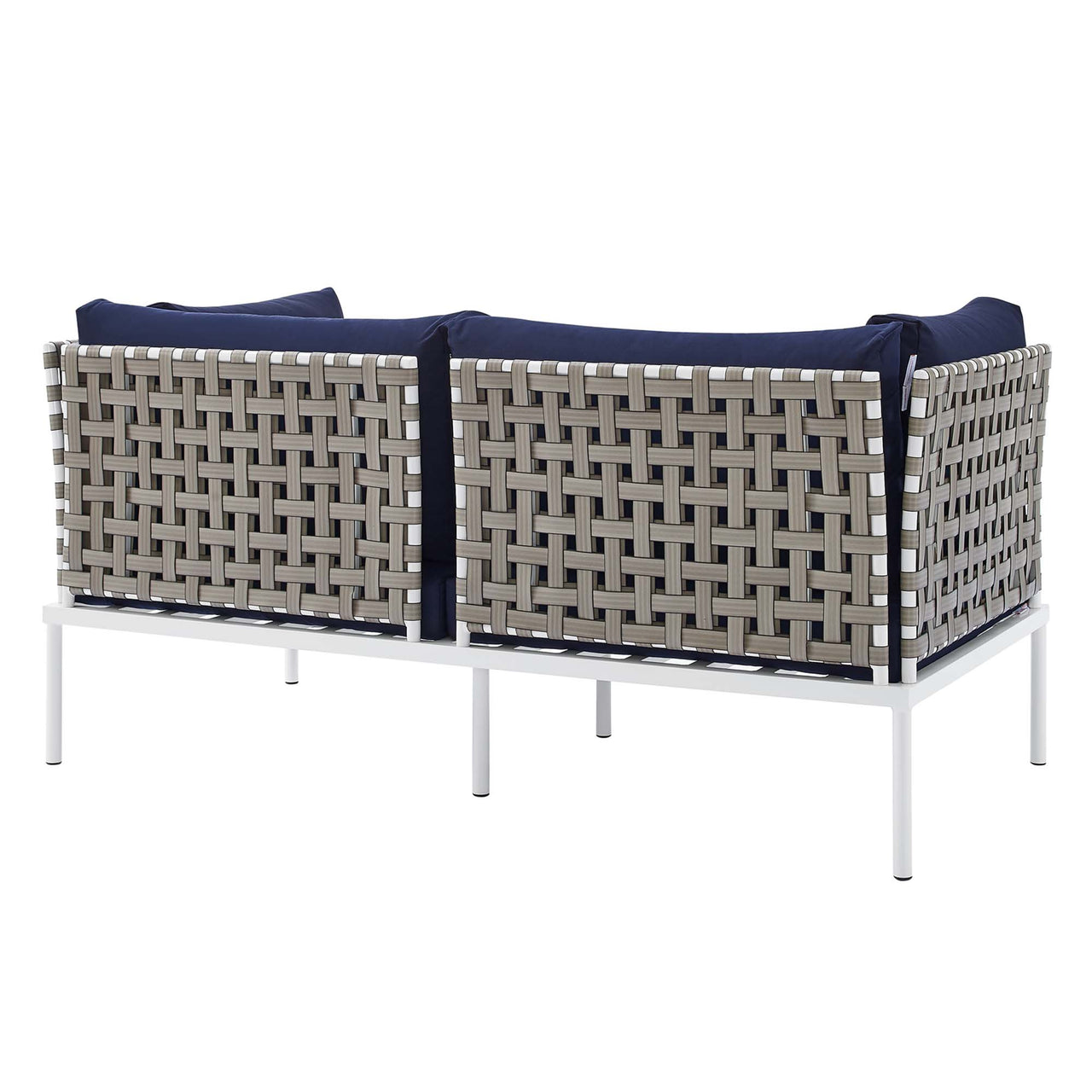 Harmonize Sunbrella® Basket Weave Alfresco Loveseat, Tan & Navy