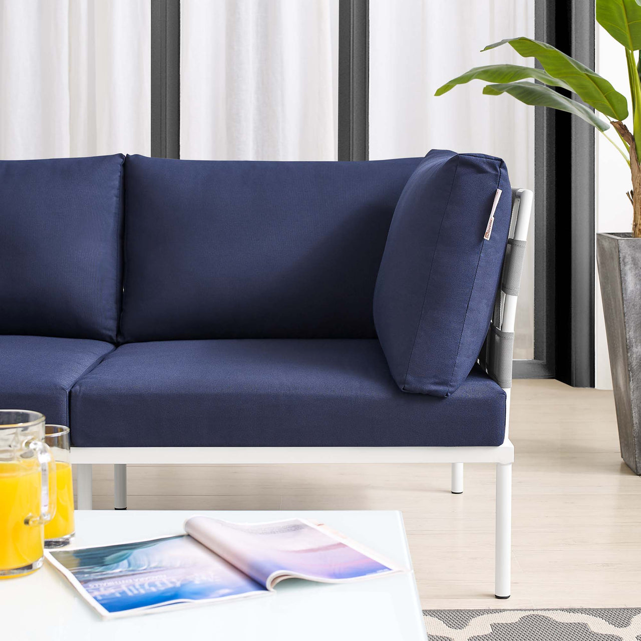 Harmonize Sunbrella® Alfresco Loveseat, Gray & Navy