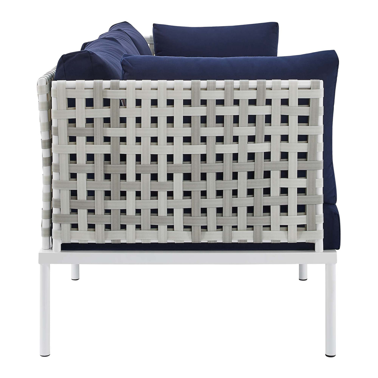 Harmonize Sunbrella® Basket Weave Alfresco Sofa, Taupe & Navy