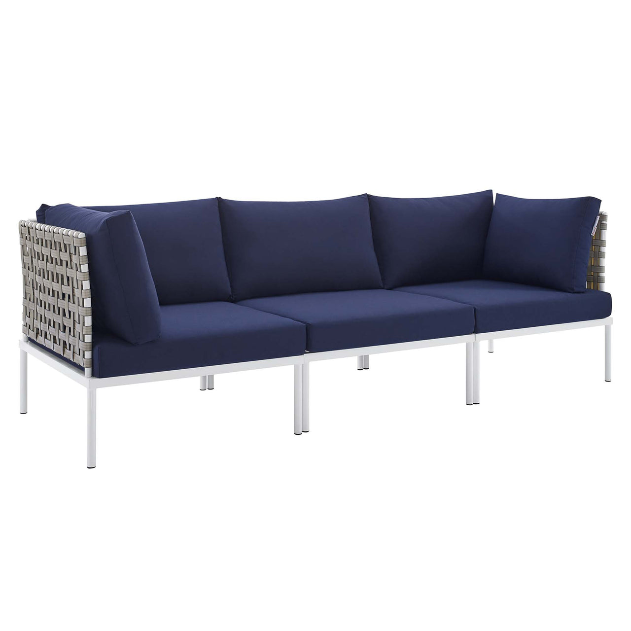 Harmonize Sunbrella® Basket Weave Alfresco Sofa, Tan & Navy