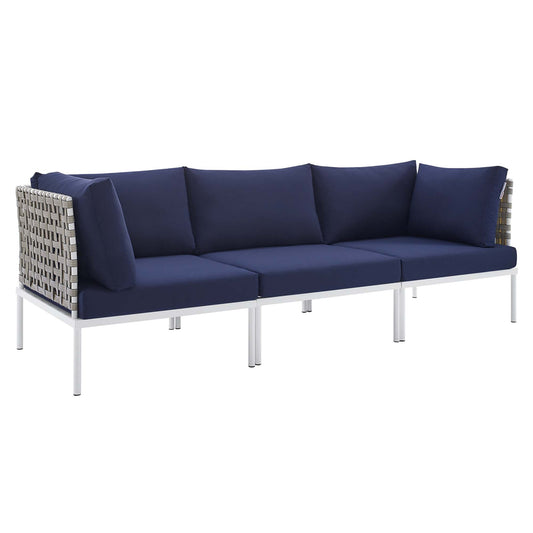 Harmonize Sunbrella® Basket Weave Alfresco Sofa, Tan & Navy