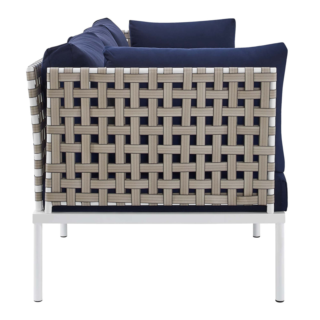 Harmonize Sunbrella® Basket Weave Alfresco Sofa, Tan & Navy