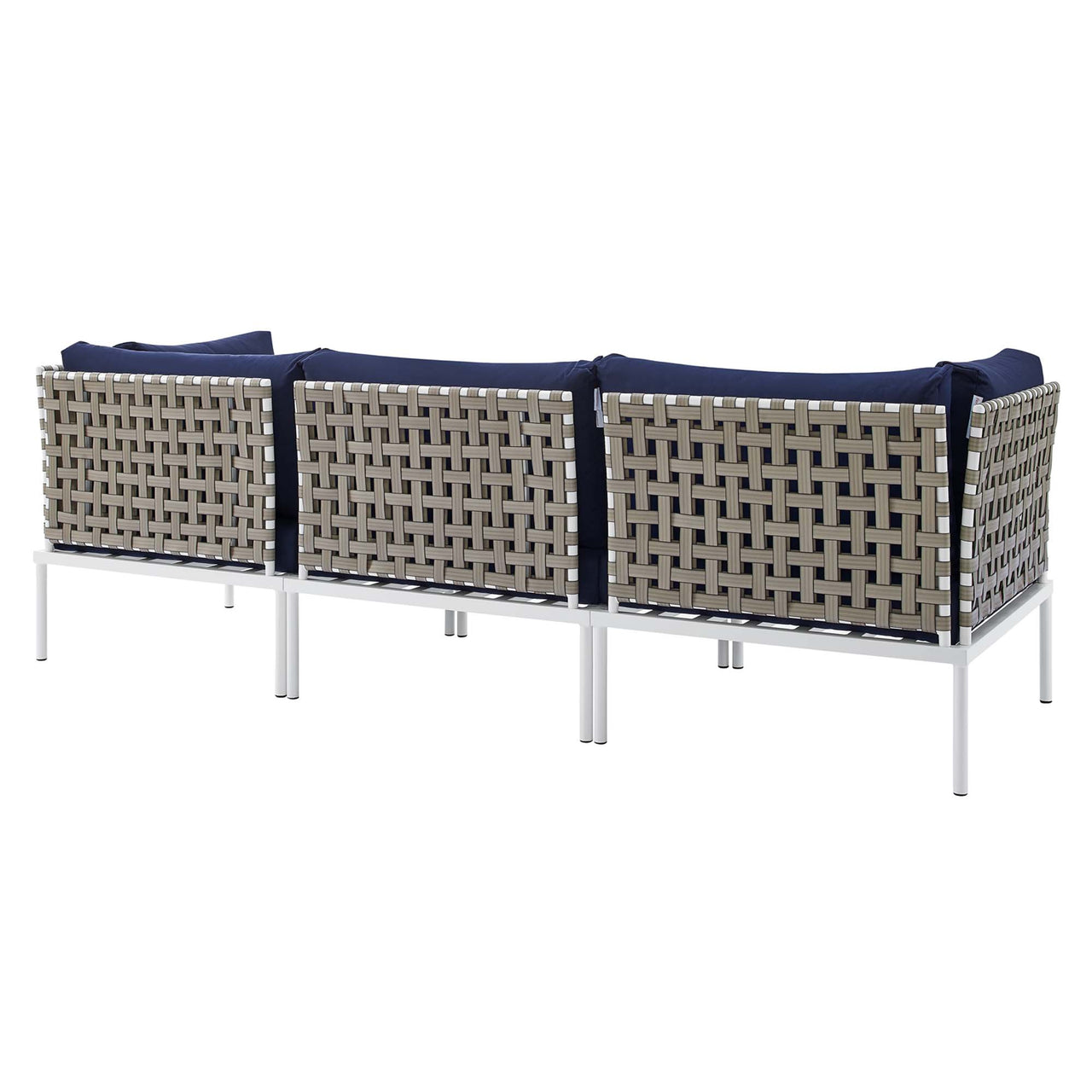 Harmonize Sunbrella® Basket Weave Alfresco Sofa, Tan & Navy