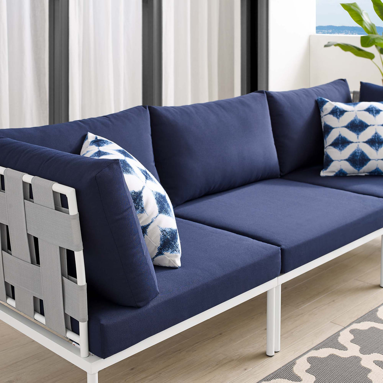 Harmonize Sunbrella® Alfresco Sofa, Gray & Navy