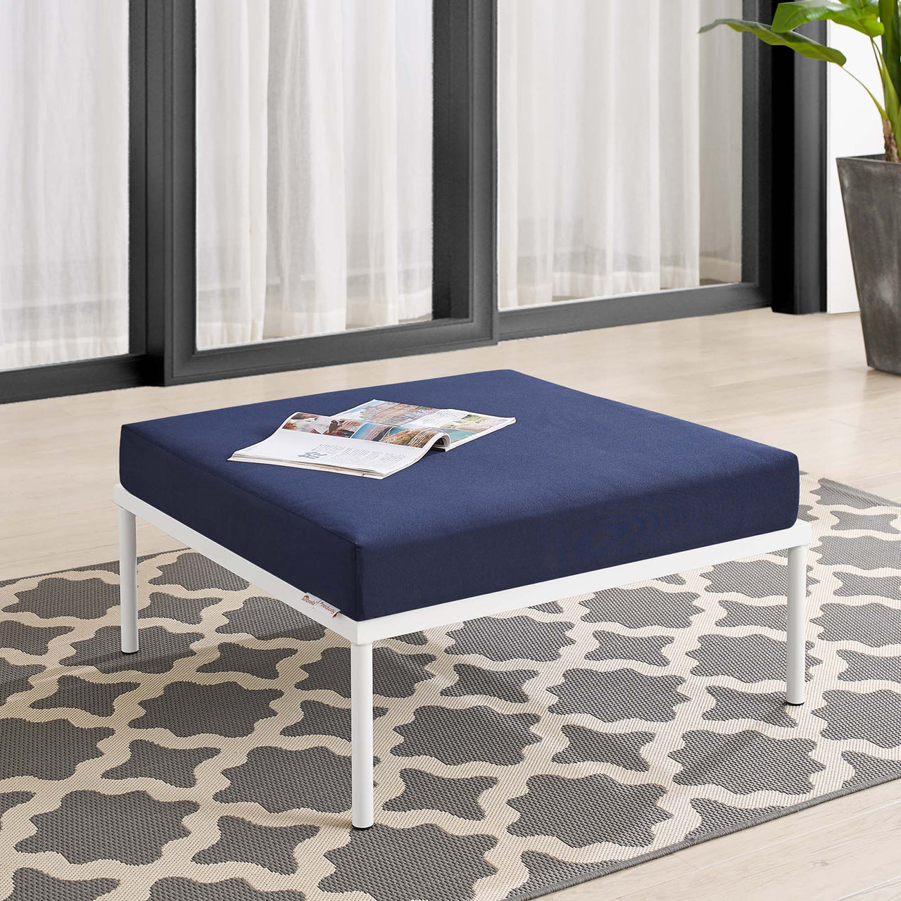 Harmonize Sunbrella® Alfresco Ottoman | Outdoor Modular Sectional Component, Navy