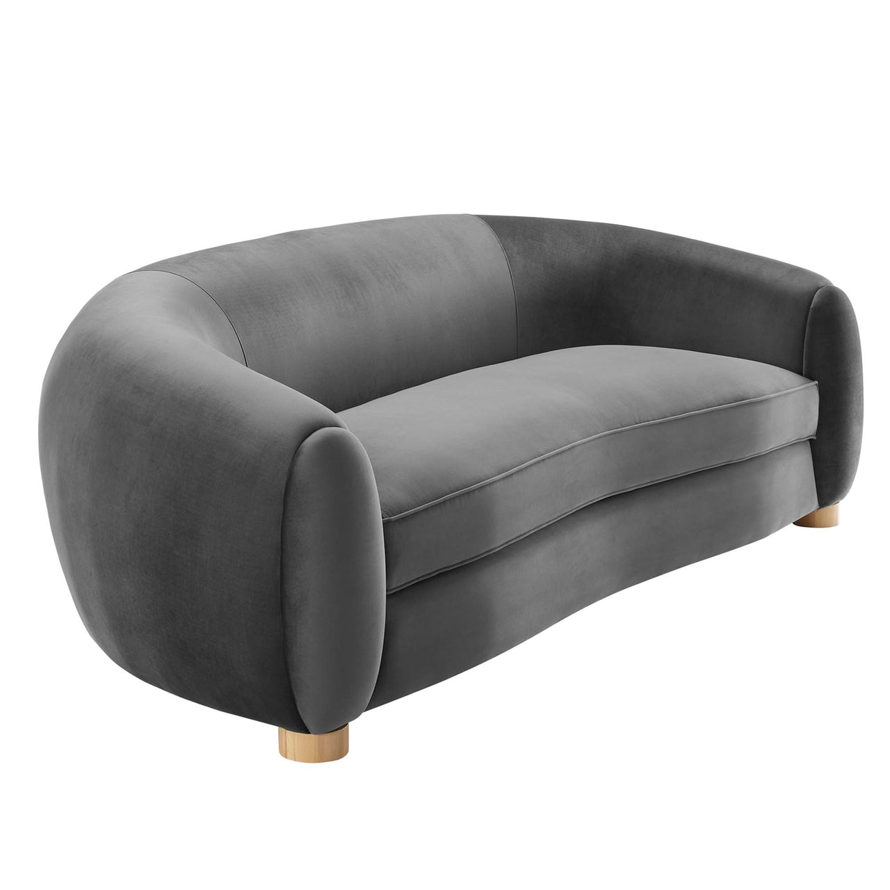 Zephyra Velvet Sofa, Charcoal