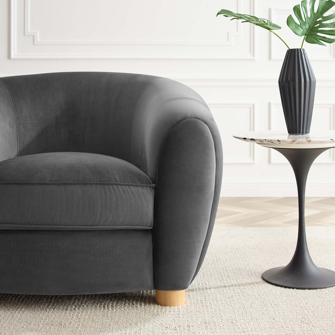 Zephyra Velvet Armchair, Charcoal