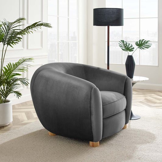 Zephyra Velvet Armchair, Charcoal