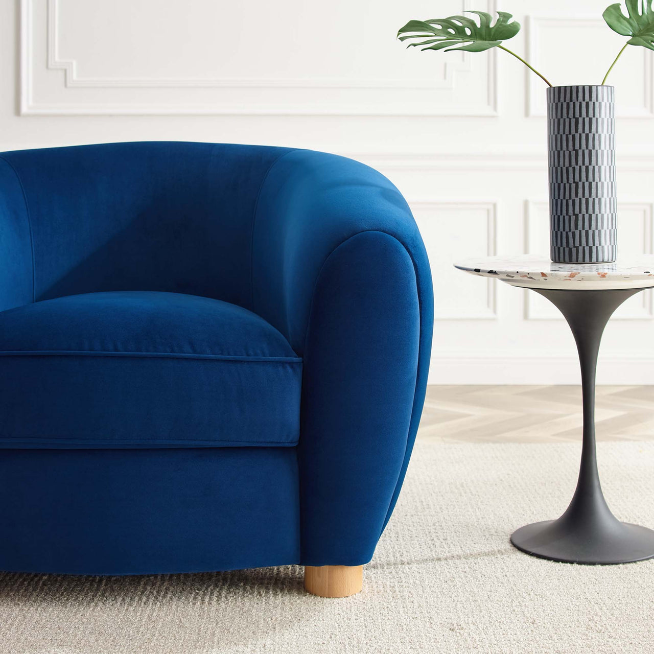 Zephyra Velvet Armchair, Navy