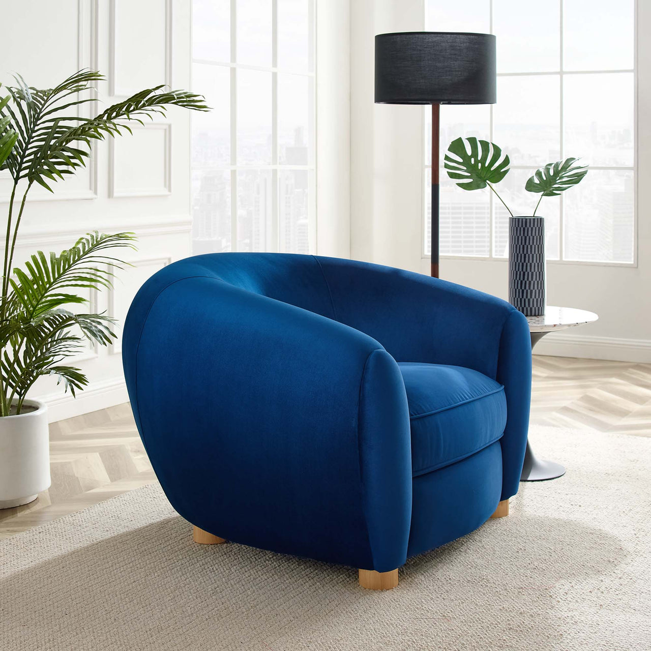 Zephyra Velvet Armchair, Navy