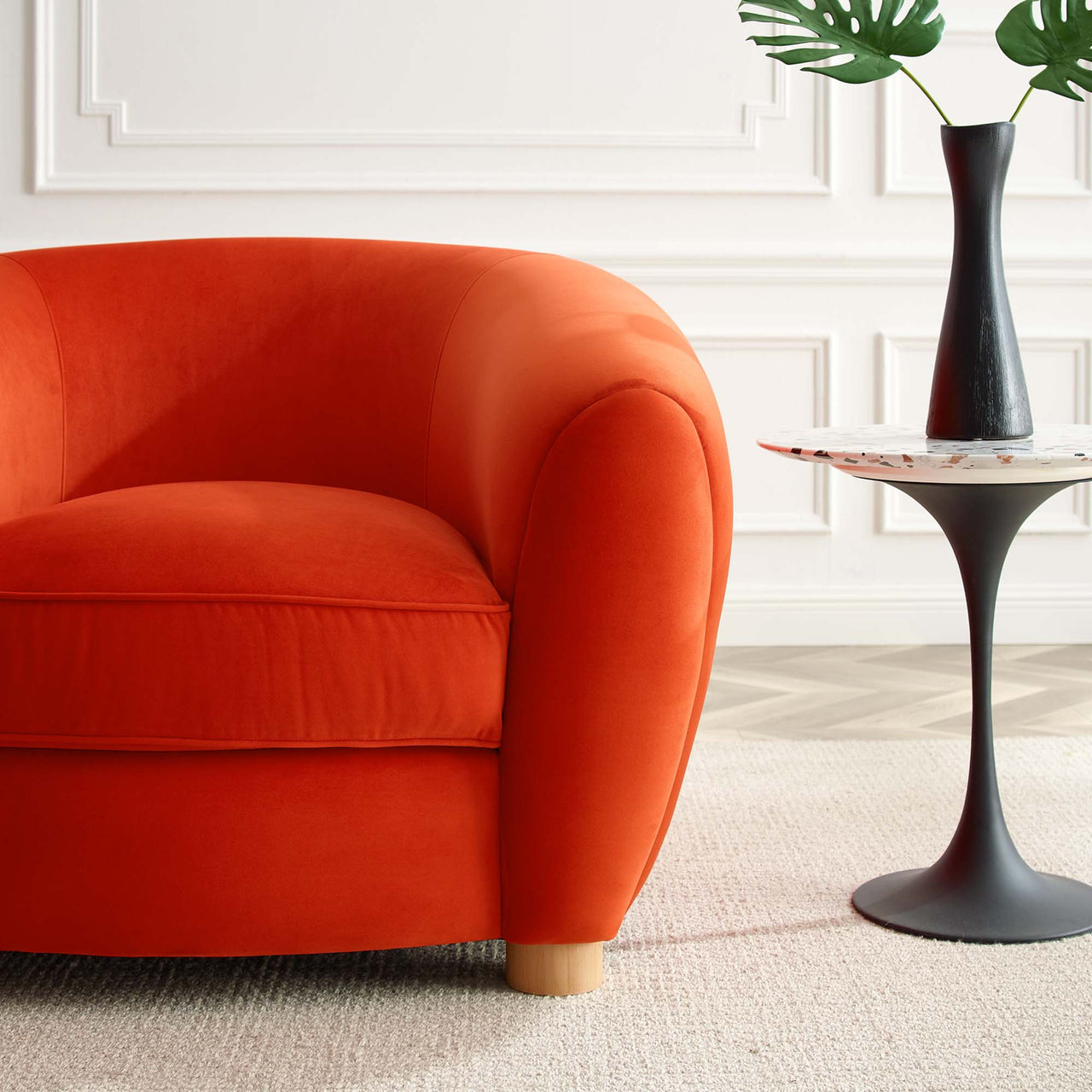 Zephyra Velvet Armchair, Orange