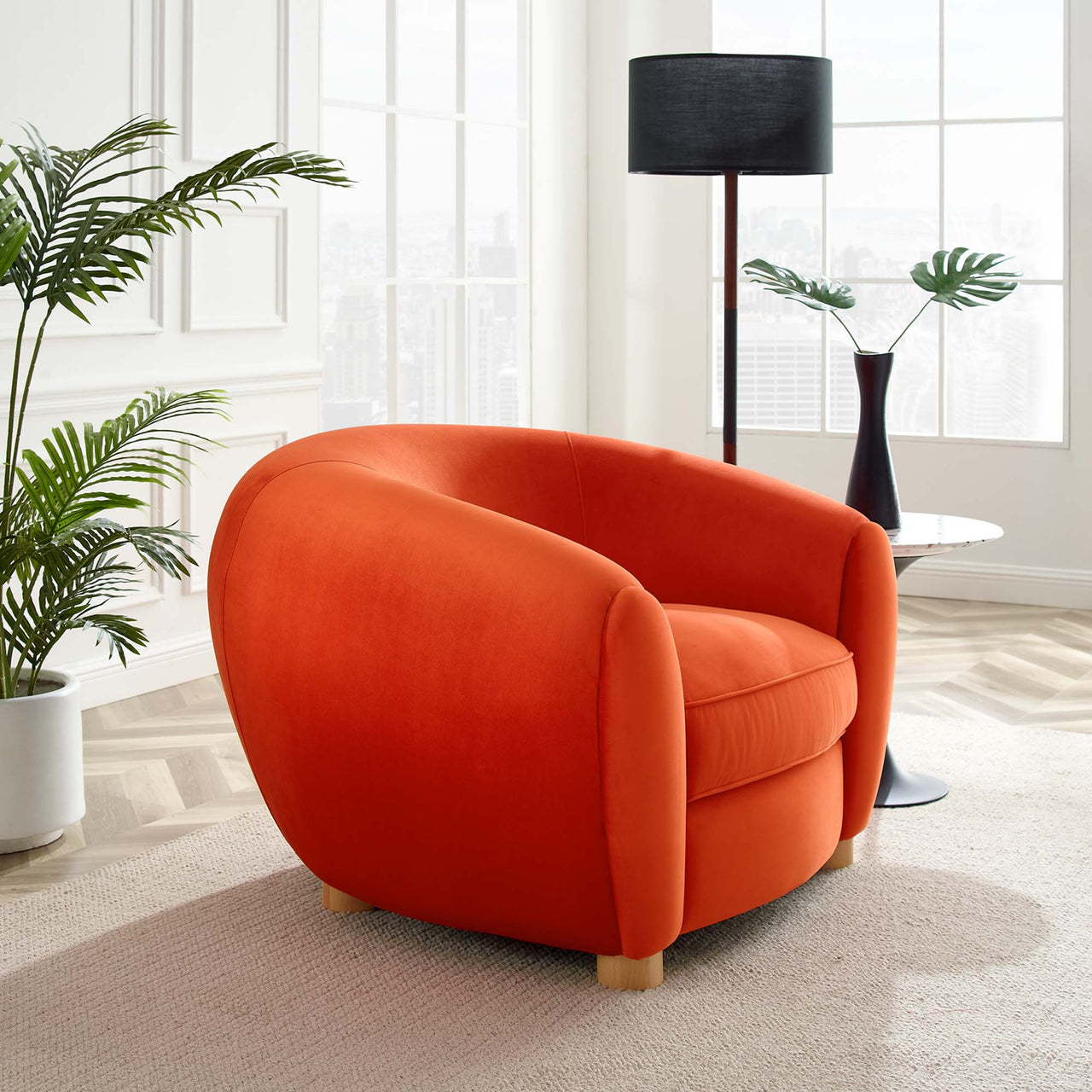 Zephyra Velvet Armchair, Orange