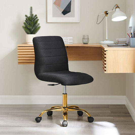 Drift Armless Velvet Office Chair, Gold & Black