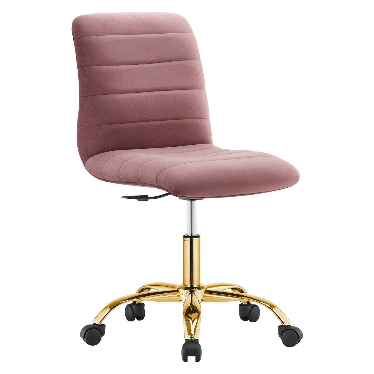 Drift Armless Velvet Office Chair, Gold & Dusty Rose