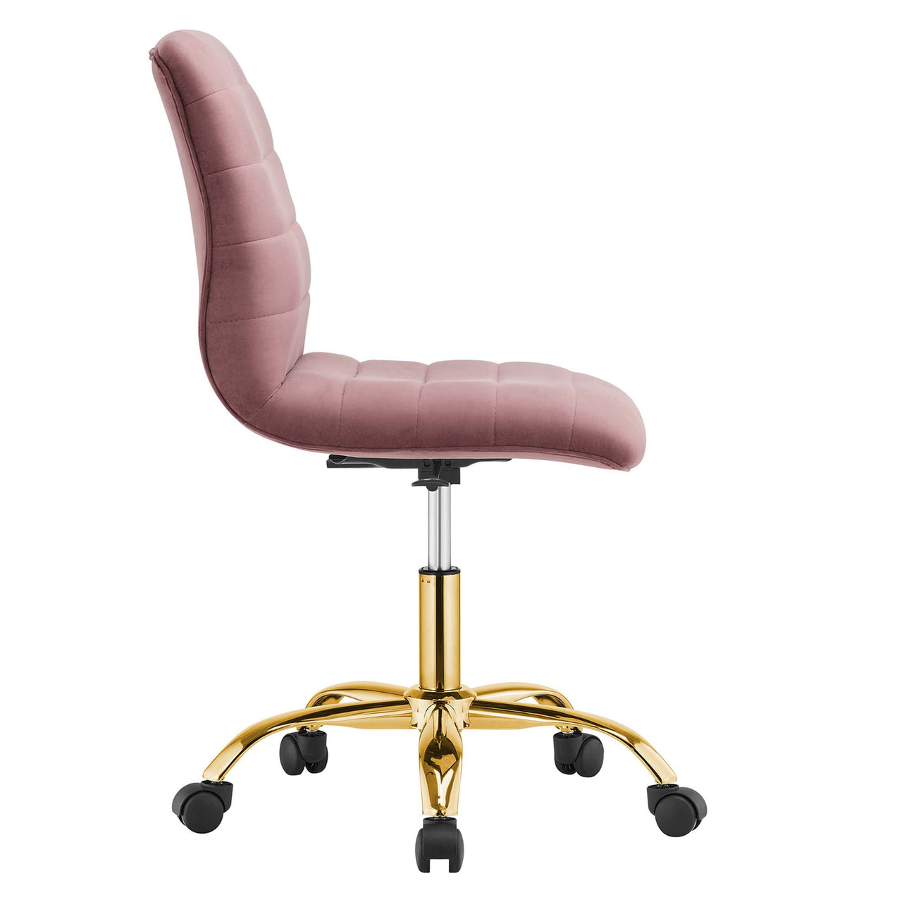 Drift Armless Velvet Office Chair, Gold & Dusty Rose