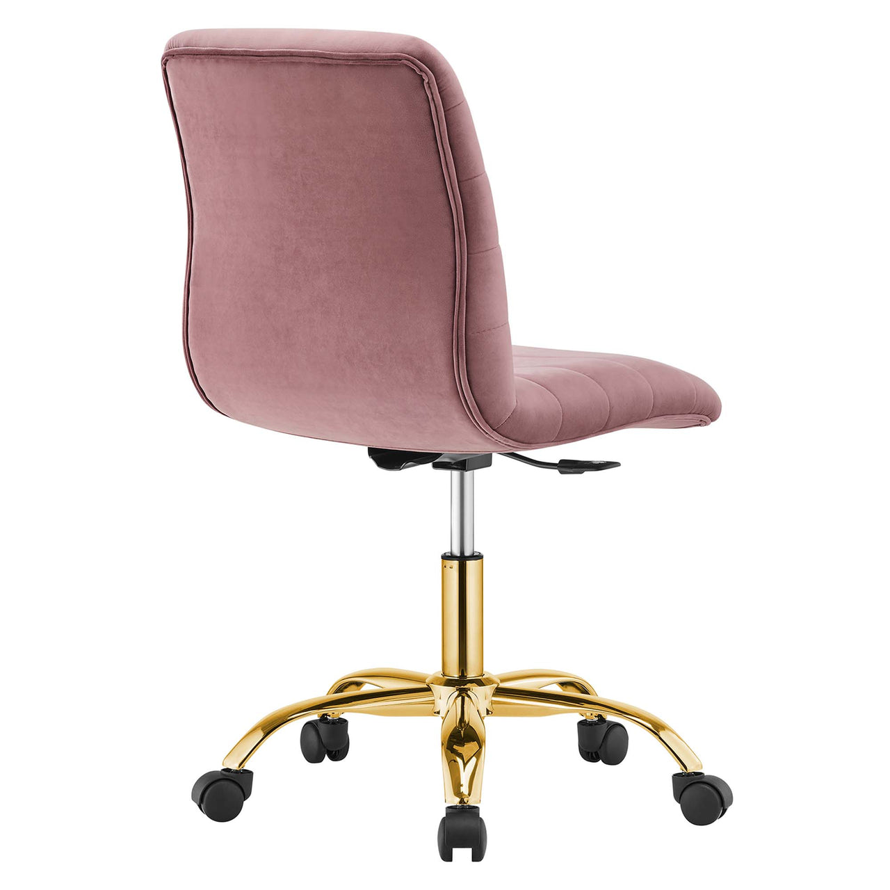 Drift Armless Velvet Office Chair, Gold & Dusty Rose