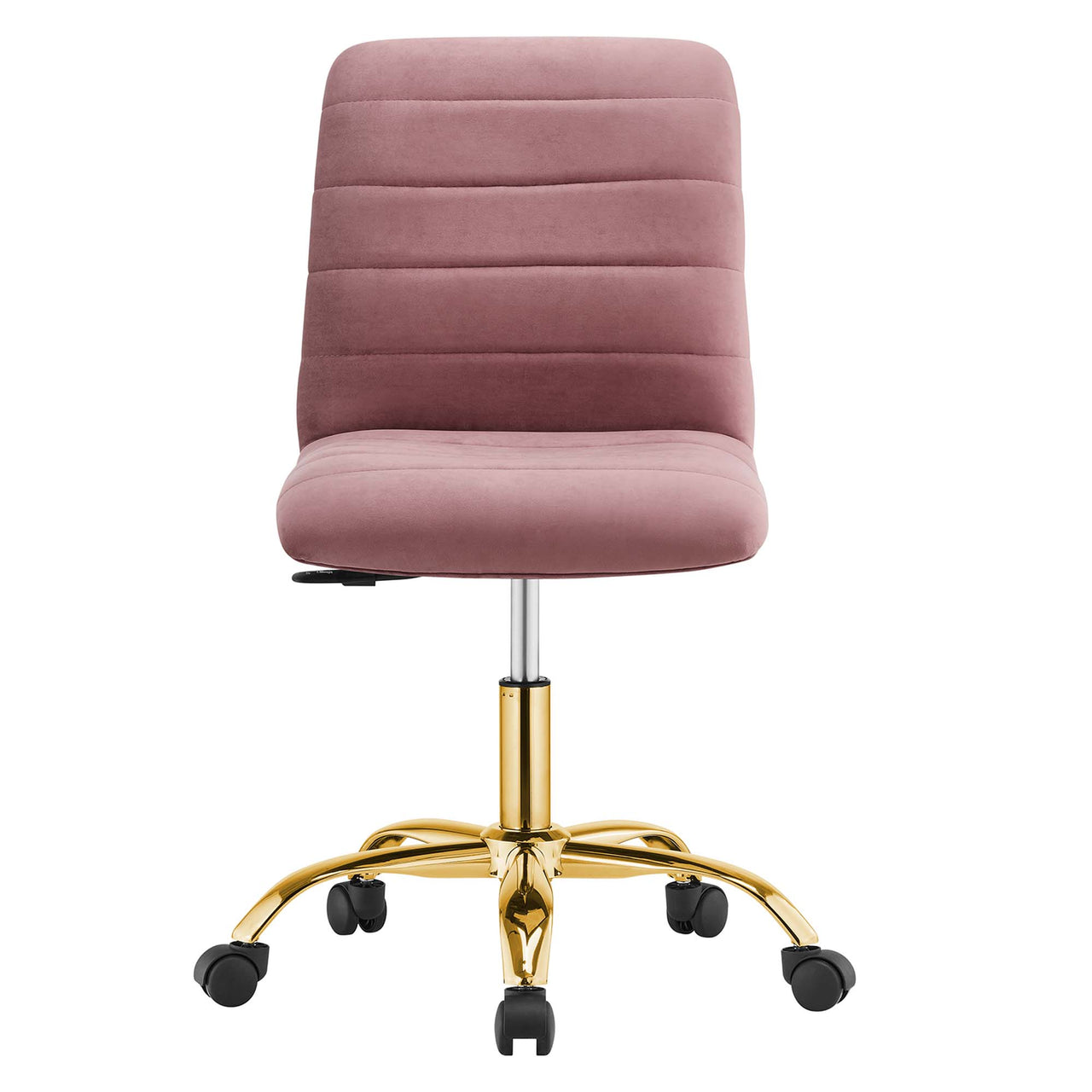 Drift Armless Velvet Office Chair, Gold & Dusty Rose