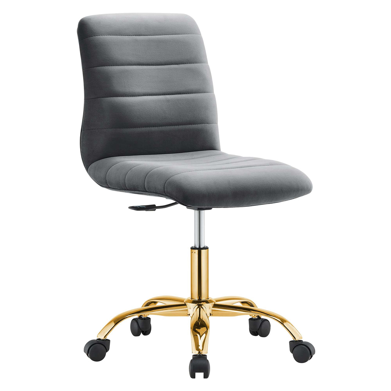 Drift Armless Velvet Office Chair, Gold & Gray