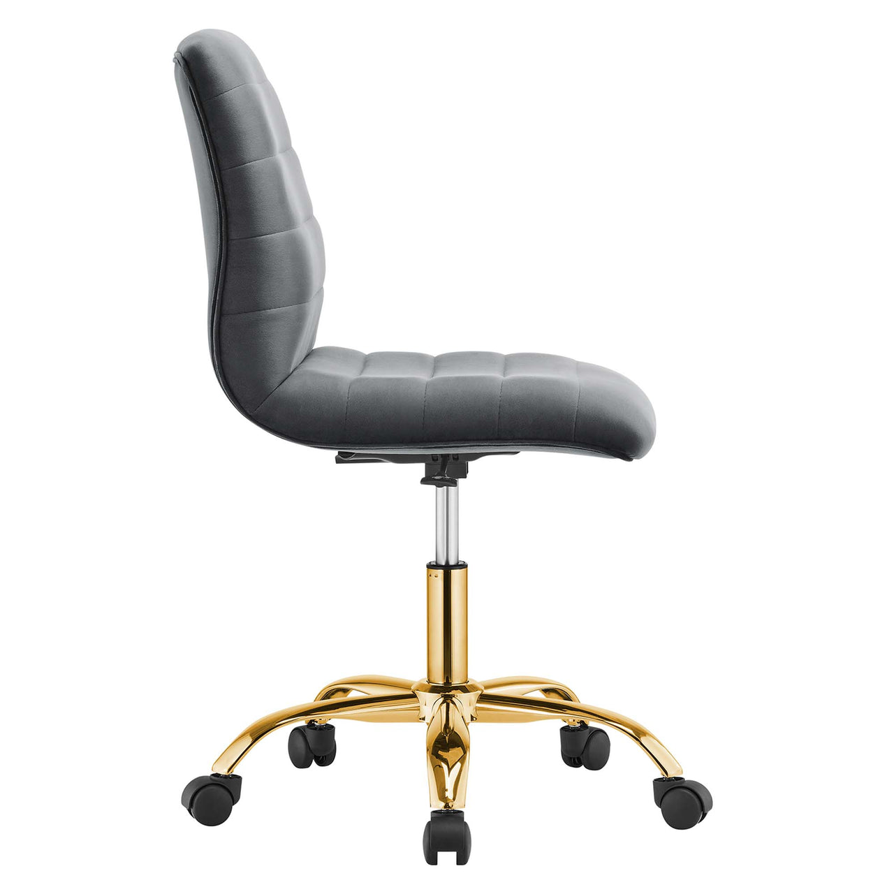 Drift Armless Velvet Office Chair, Gold & Gray