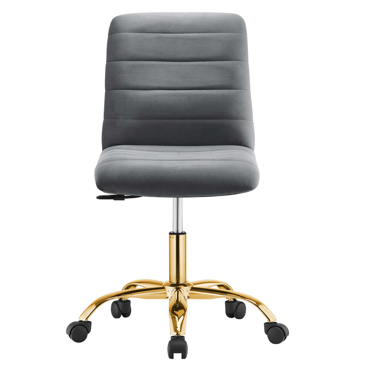 Drift Armless Velvet Office Chair, Gold & Gray