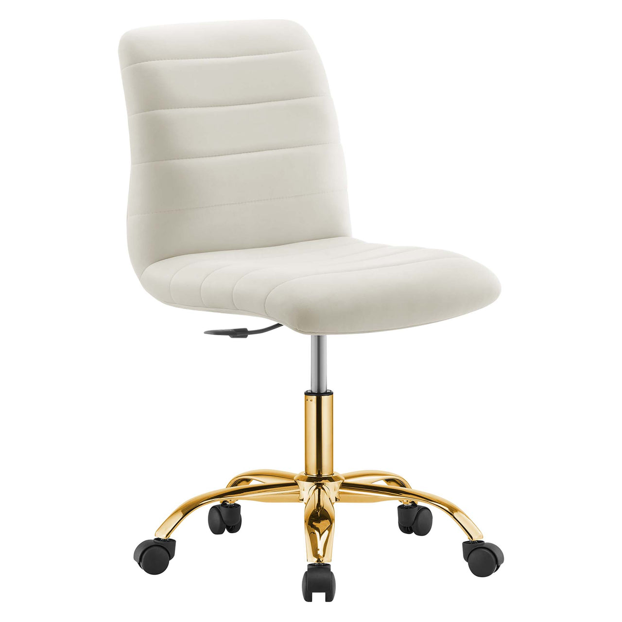 Drift Armless Velvet Office Chair, Gold & Ivory