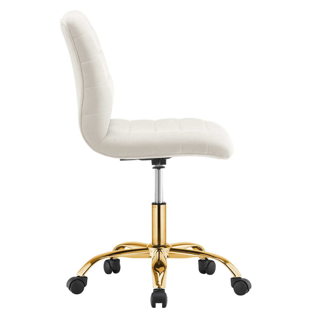 Drift Armless Velvet Office Chair, Gold & Ivory