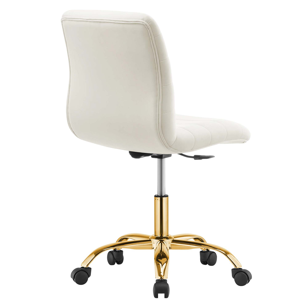 Drift Armless Velvet Office Chair, Gold & Ivory