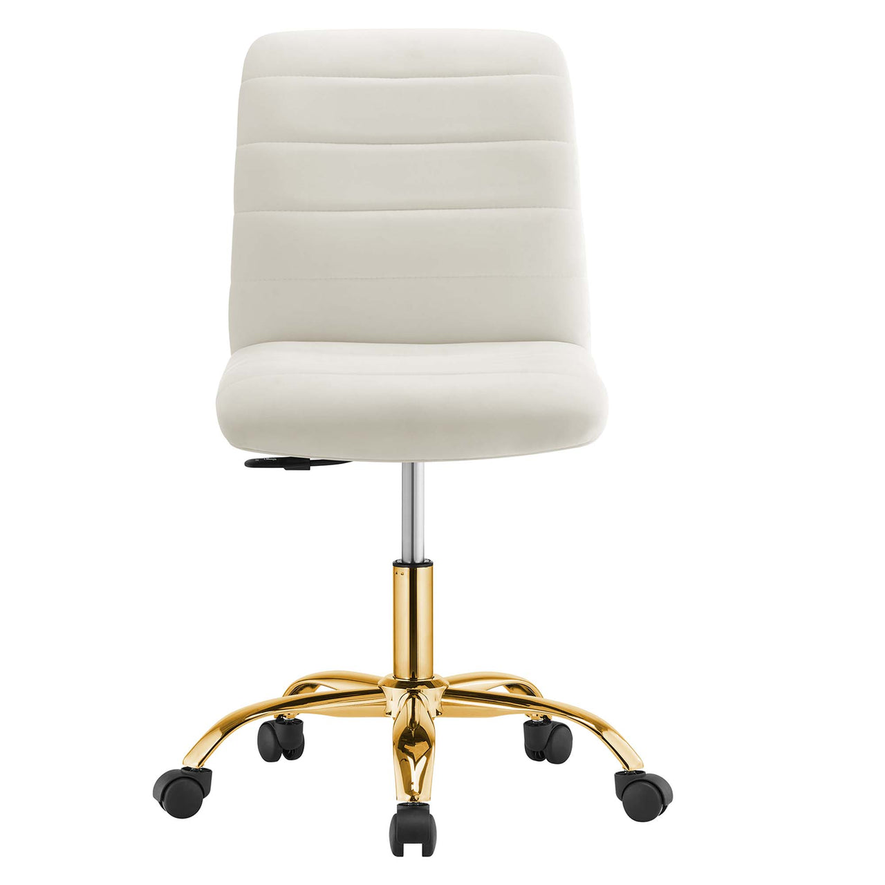 Drift Armless Velvet Office Chair, Gold & Ivory
