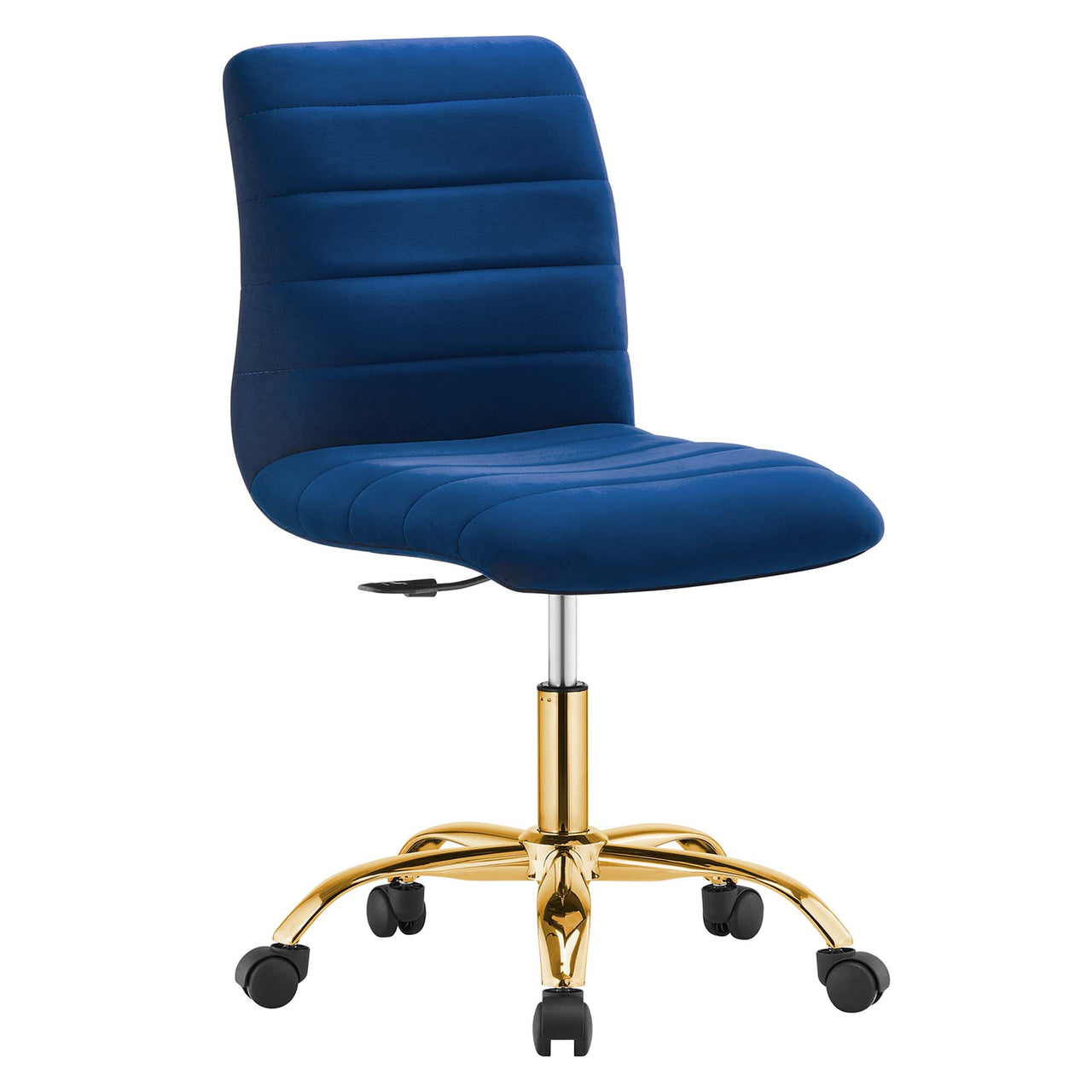 Drift Armless Velvet Office Chair, Gold & Navy