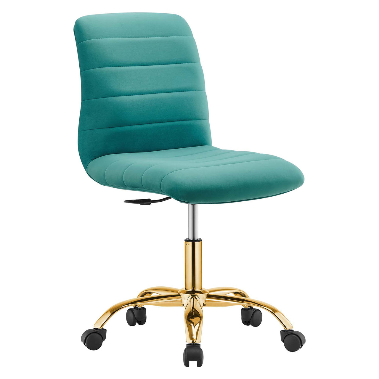 Drift Armless Velvet Office Chair, Gold & Teal