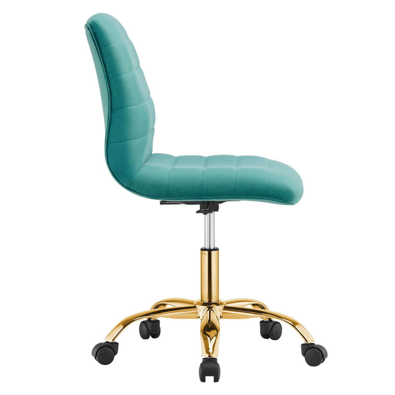 Drift Armless Velvet Office Chair, Gold & Teal