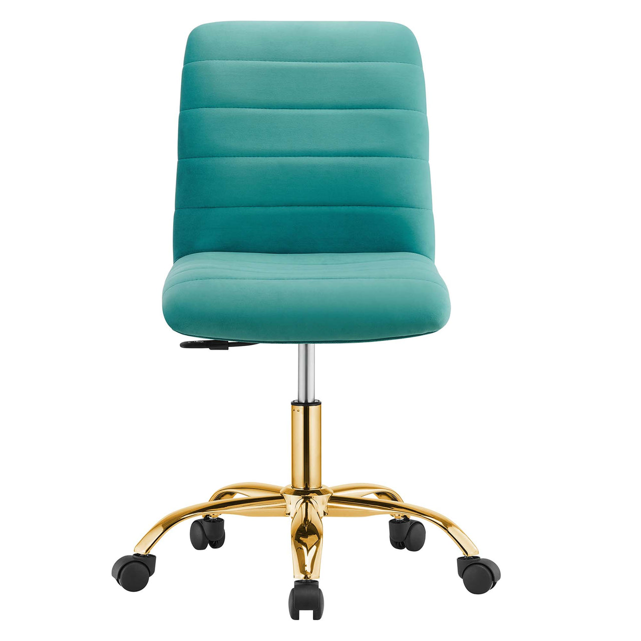 Drift Armless Velvet Office Chair, Gold & Teal