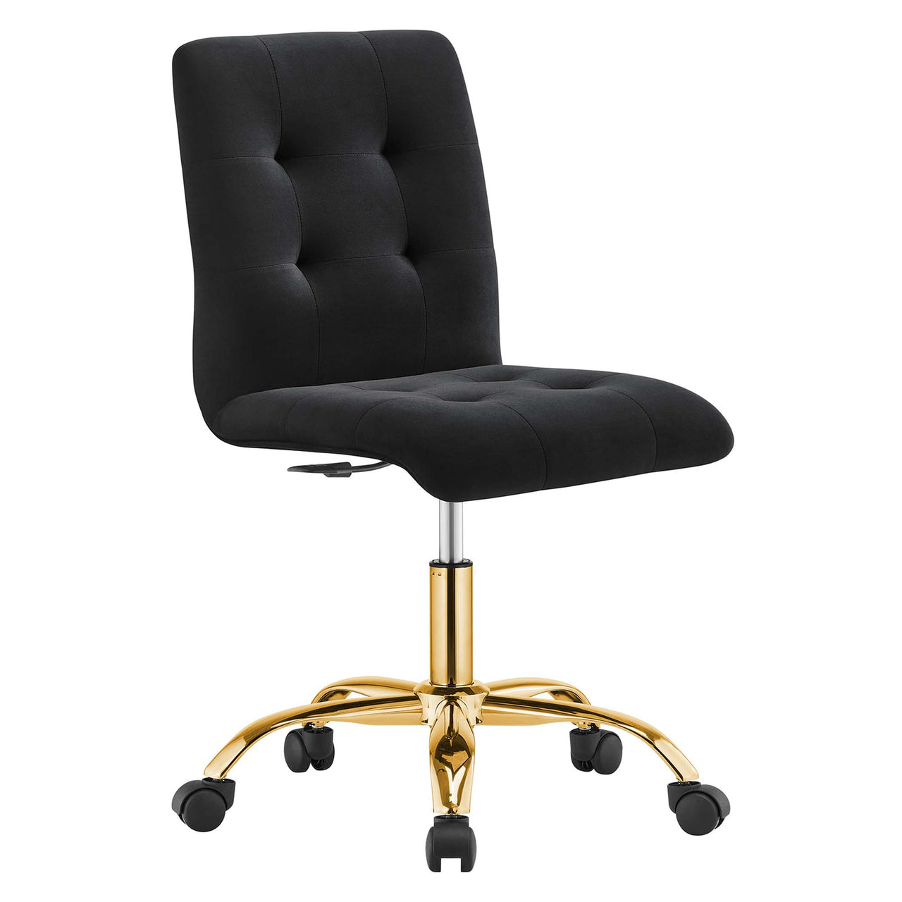 Quartz Armless Velvet Office Chair, Gold & Black
