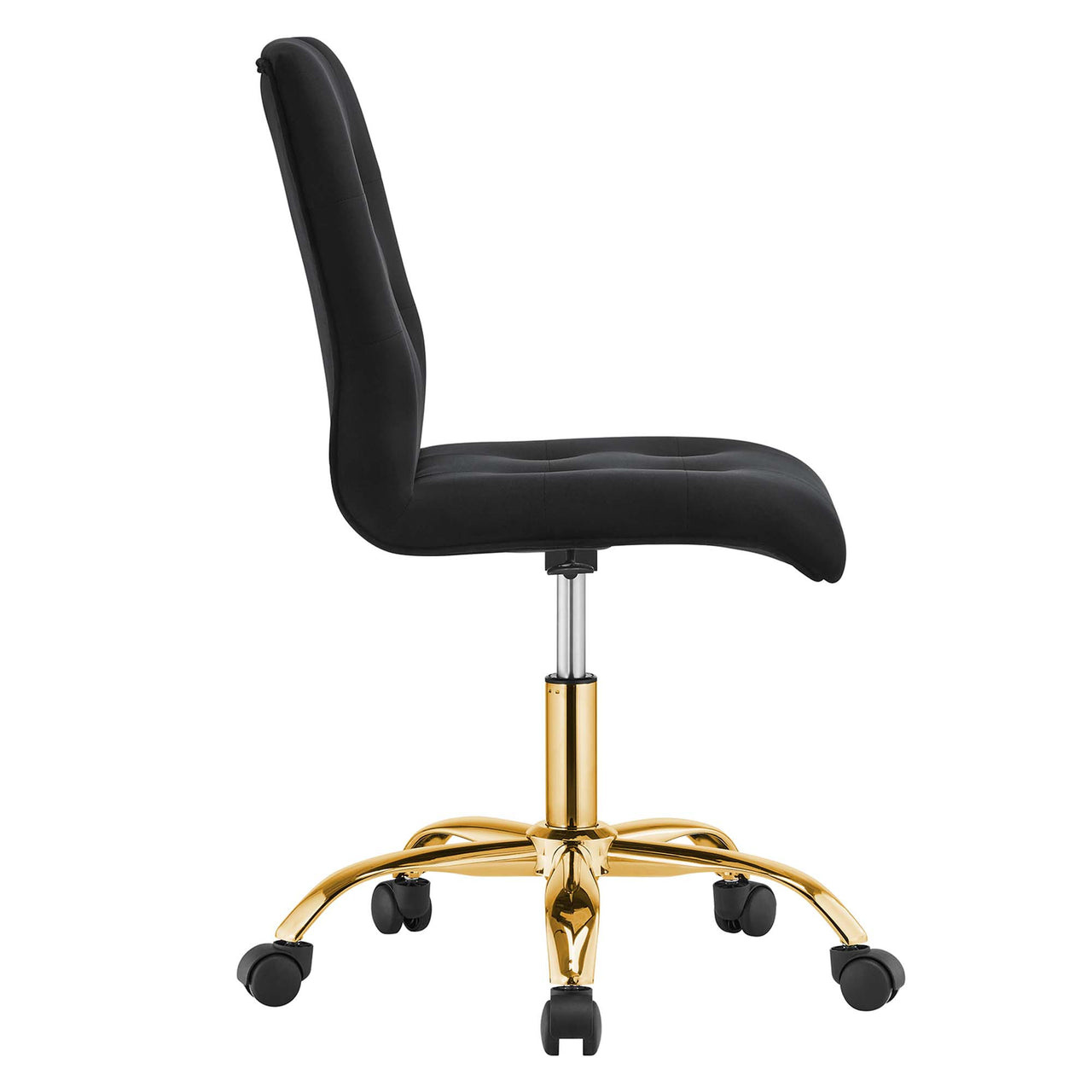 Quartz Armless Velvet Office Chair, Gold & Black