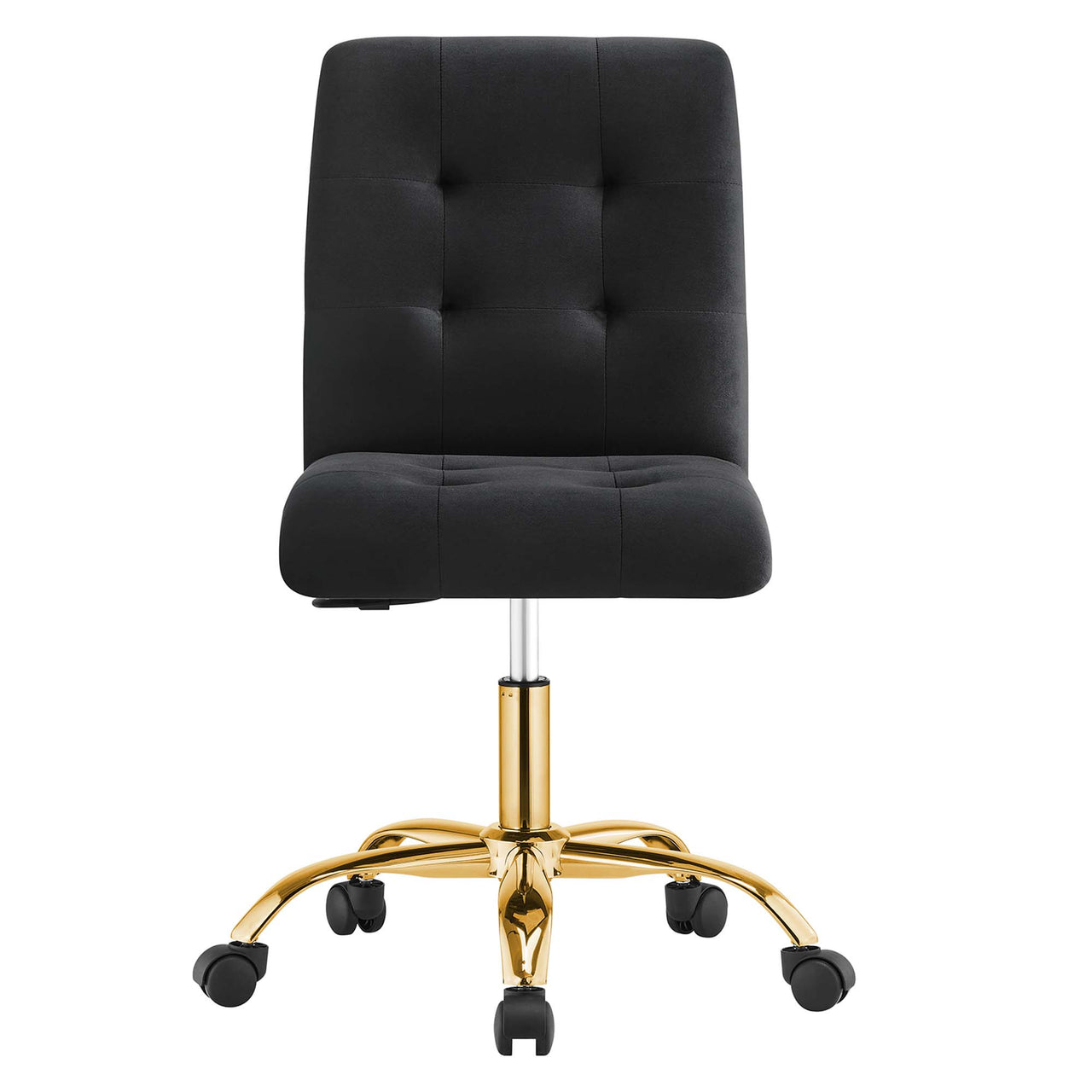 Quartz Armless Velvet Office Chair, Gold & Black