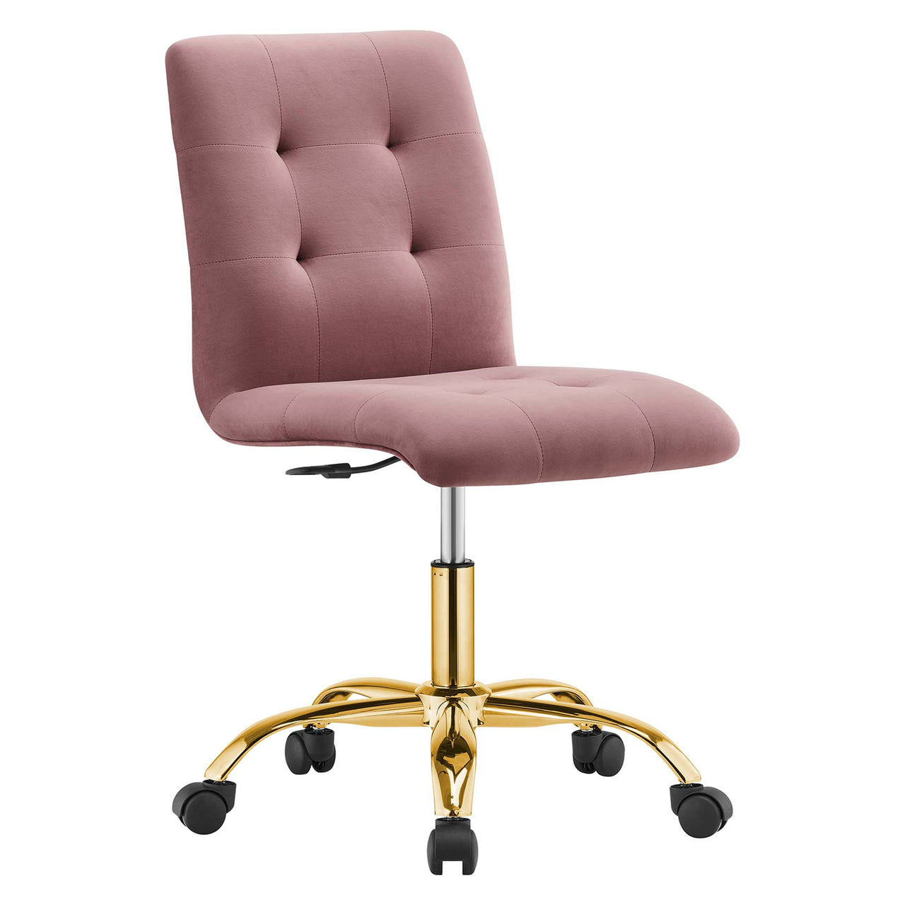 Quartz Armless Velvet Office Chair, Gold & Dusty Rose
