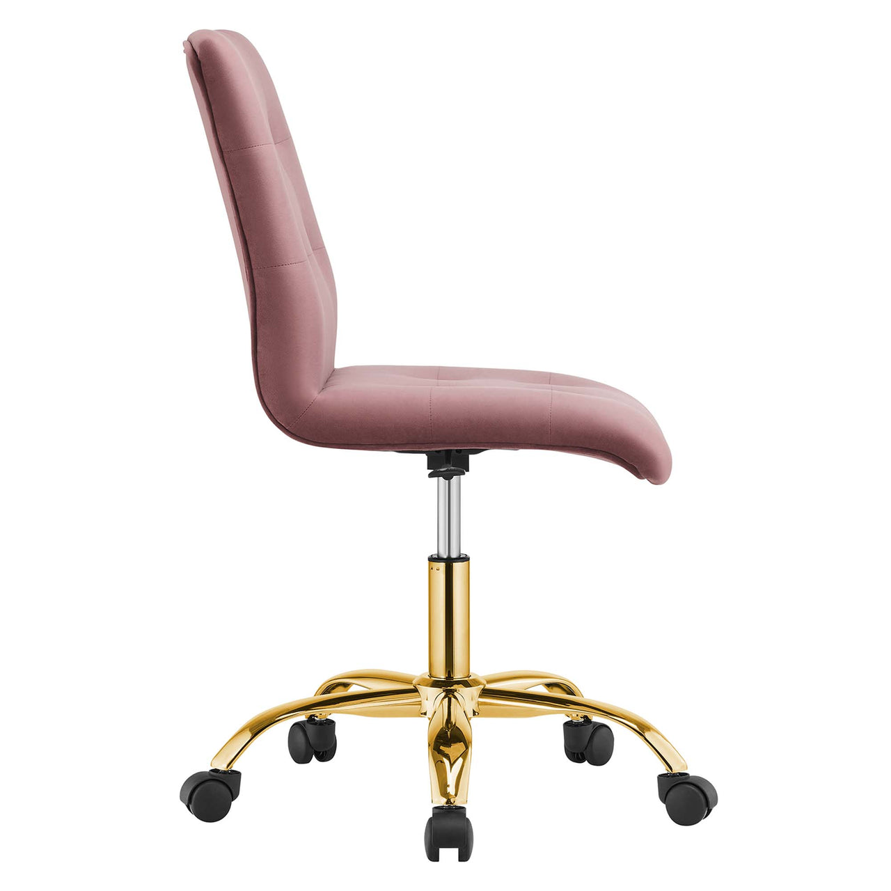Quartz Armless Velvet Office Chair, Gold & Dusty Rose