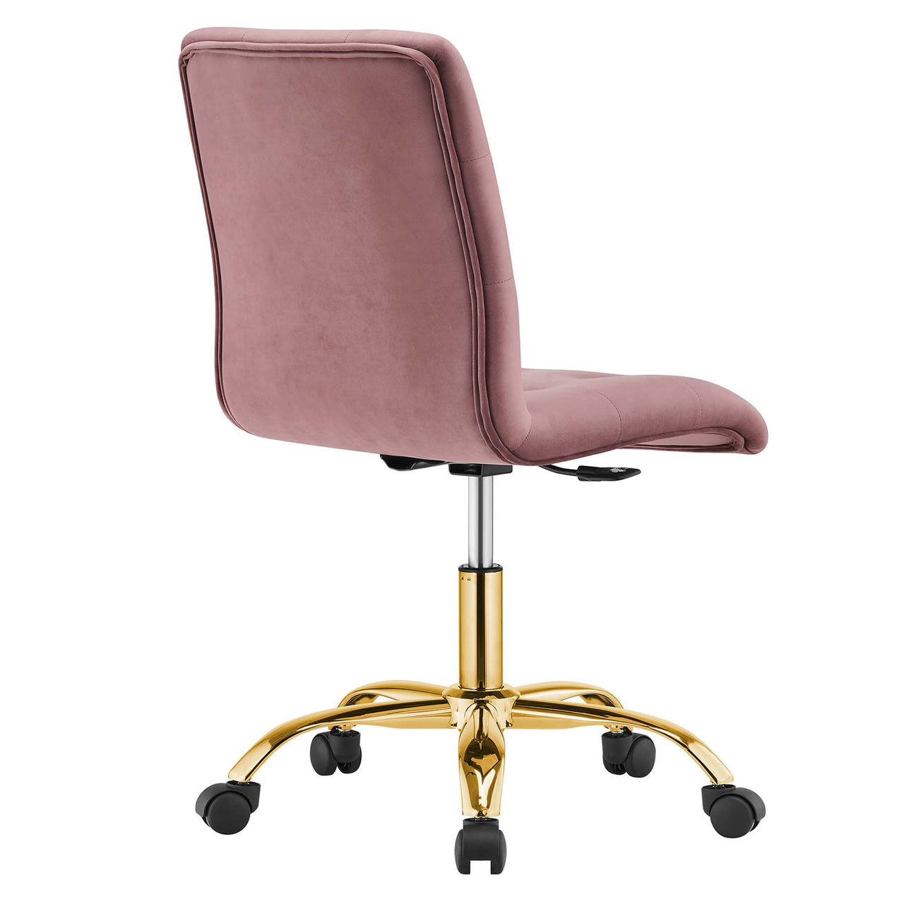 Quartz Armless Velvet Office Chair, Gold & Dusty Rose