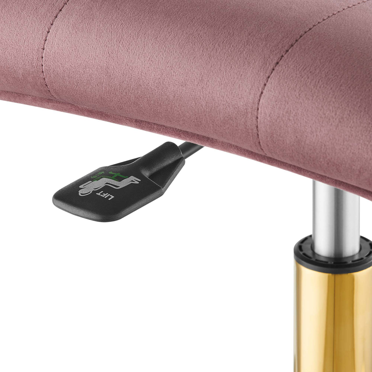 Quartz Armless Velvet Office Chair, Gold & Dusty Rose