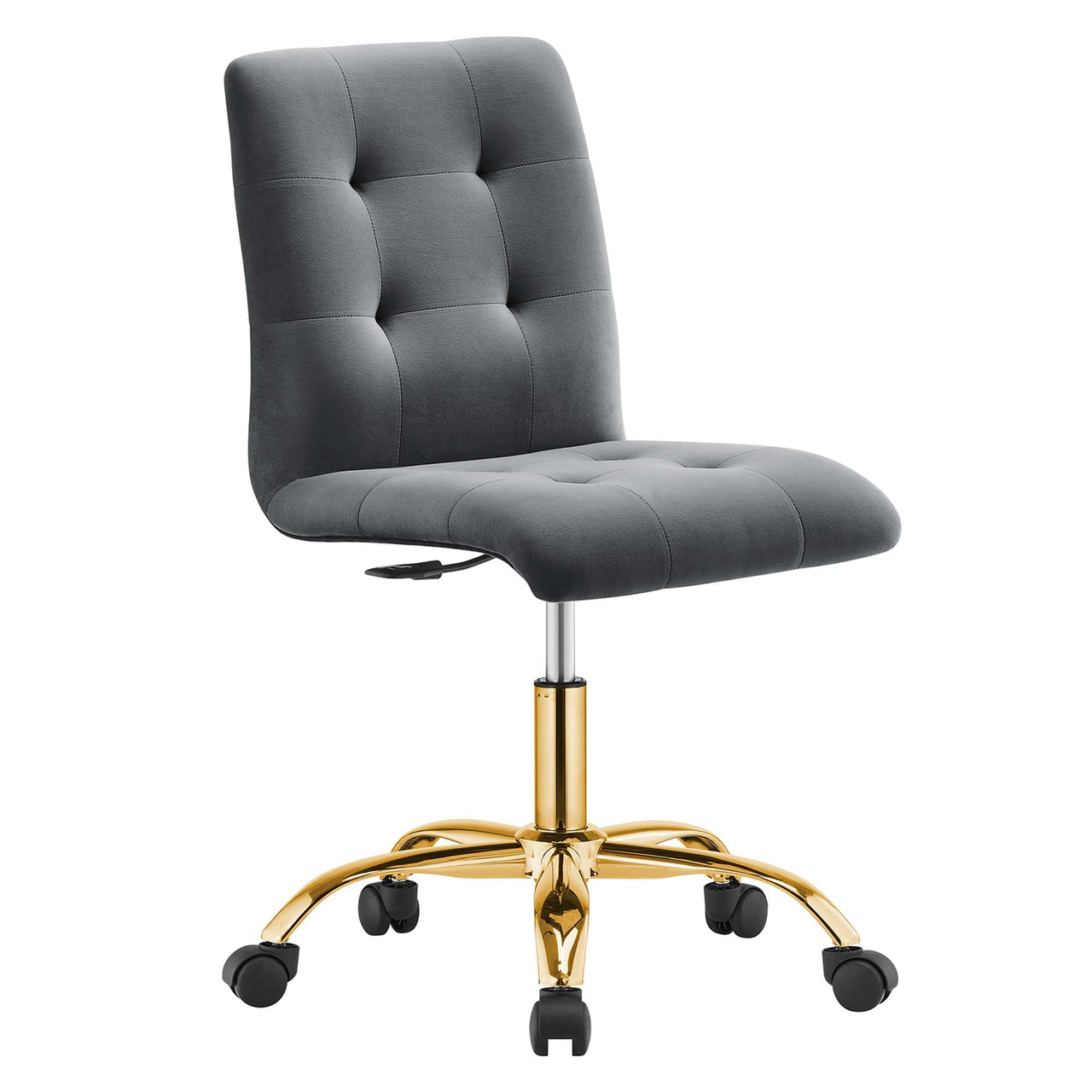 Quartz Armless Velvet Office Chair, Gold & Gray